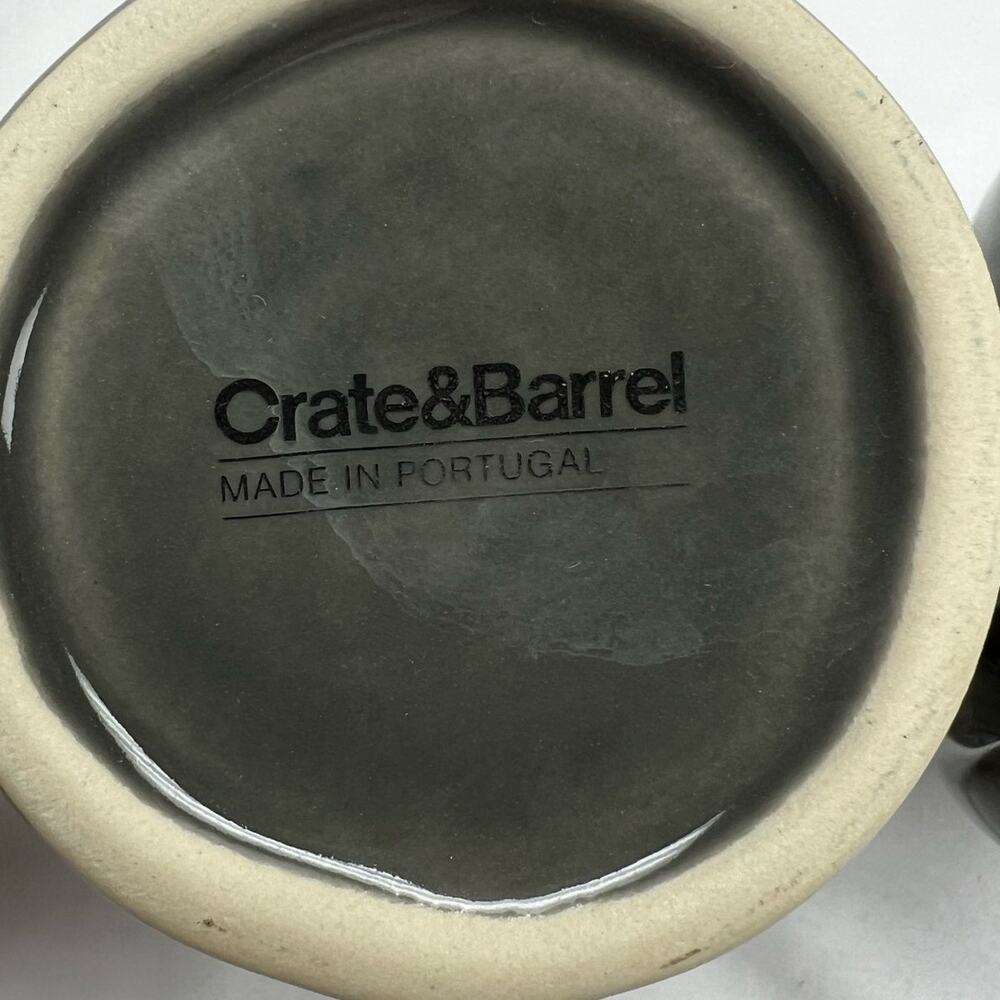 Crate & Barrel Portugal Rustic Ceramic Coffee Cups Dark Gray (2) - Picture 4 of 7